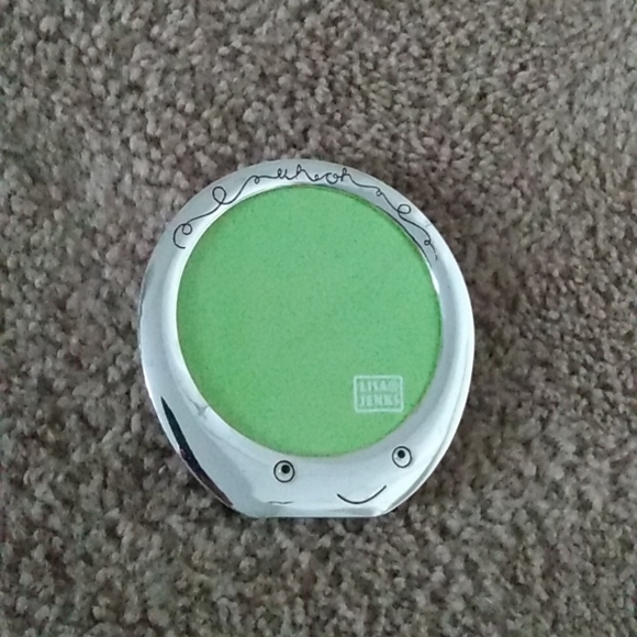 Lisa Jenks Uh Oh Baby Round Silver Plated Picture Frame Holds 4" x 4" Photo - Picture 1 of 6